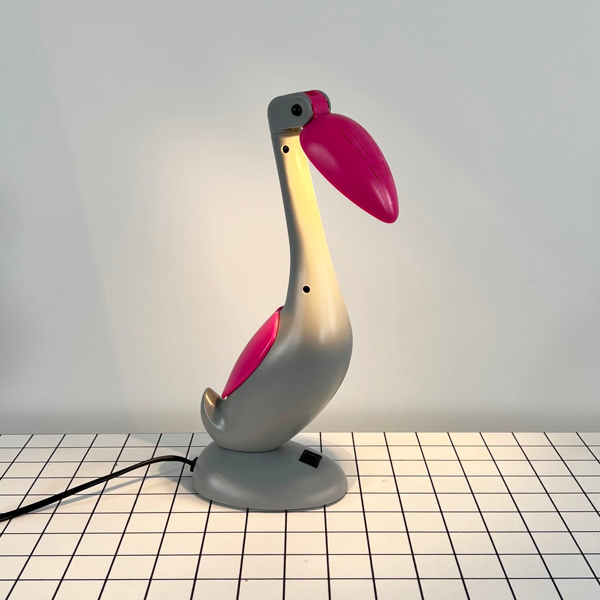 Pink & Grey Articulated Toucan Desk Lamp, 1980s