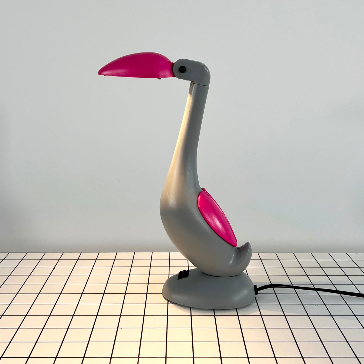 Pink & Grey Articulated Toucan Desk Lamp, 1980s