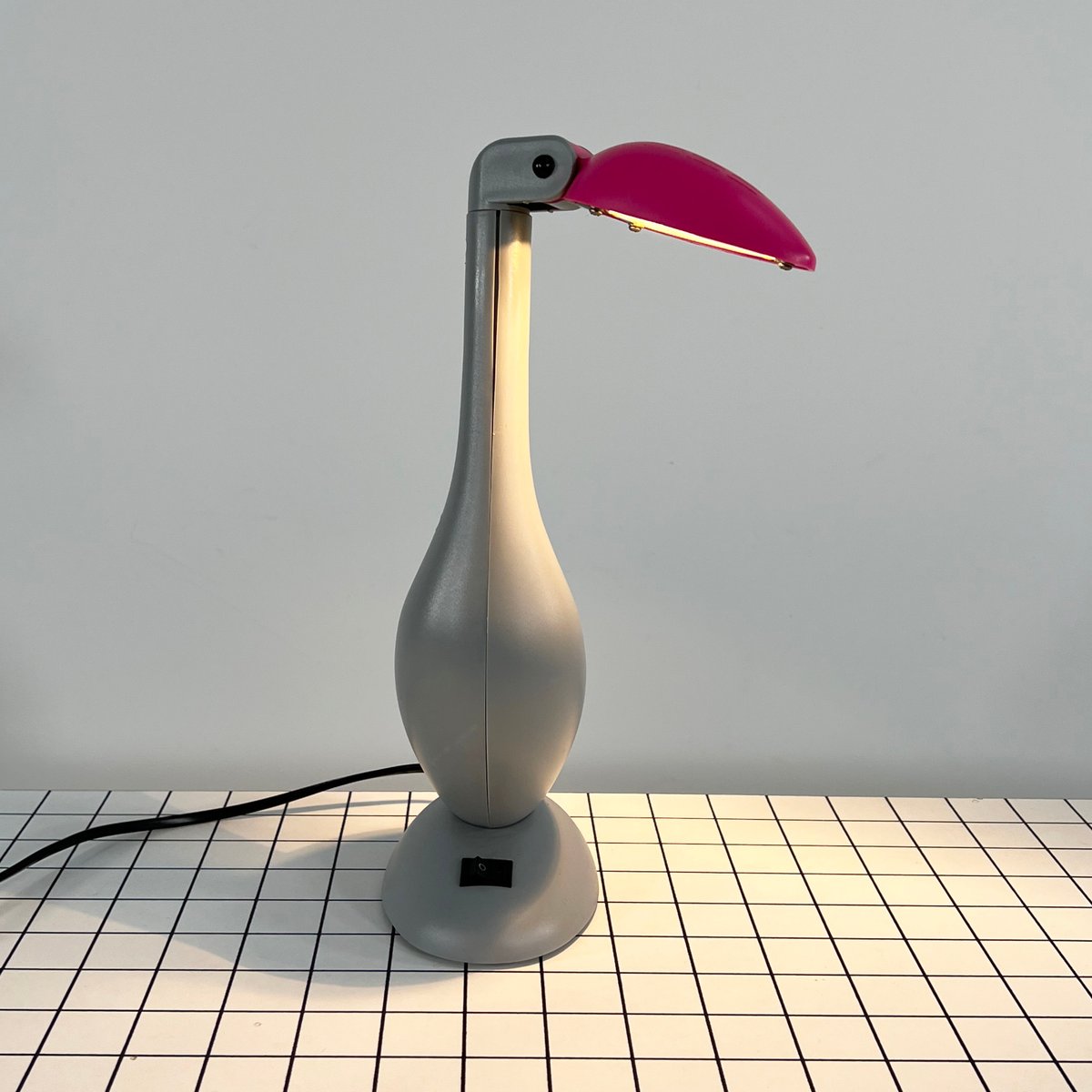 Pink & Grey Articulated Toucan Desk Lamp, 1980s