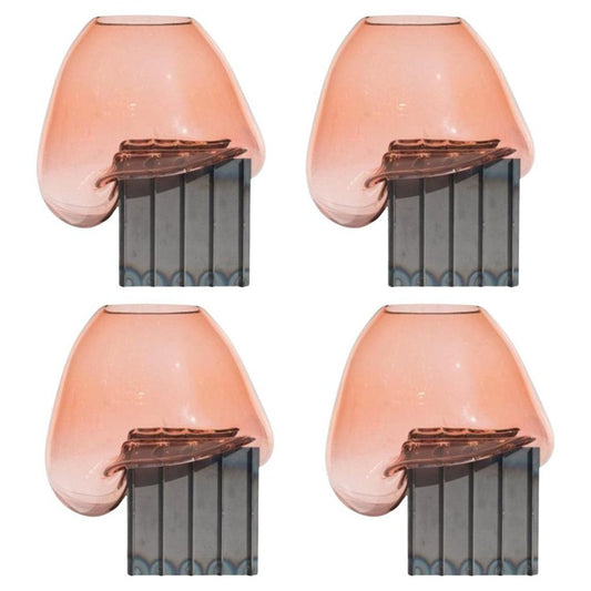 Pink Grid Table Vases by Studio Thier & Van Daalen, Set of 4