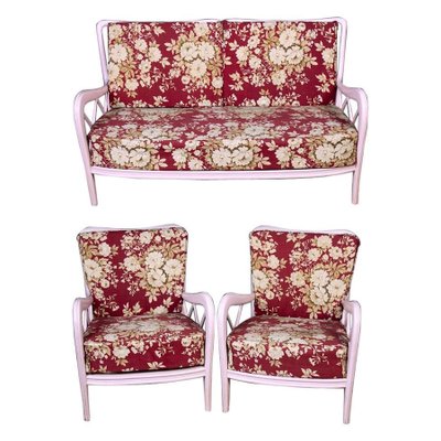 Pink Italian Armchairs and Sofa in Paolo Buffa Style, 1950s, Set of 3-MBH-1031860