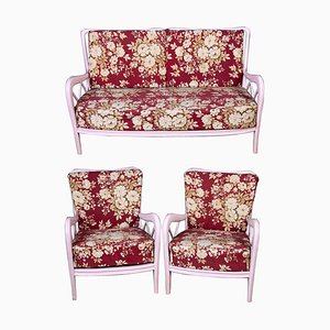 Pink Italian Armchairs and Sofa in Paolo Buffa Style, 1950s, Set of 3-MBH-1031860