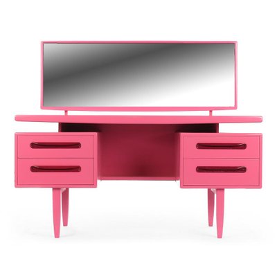 Pink Lacquered Wood Dressing Table with 4-Drawers, 1960s-NQ-668673