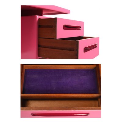 Pink Lacquered Wood Dressing Table with 4-Drawers, 1960s-NQ-668673