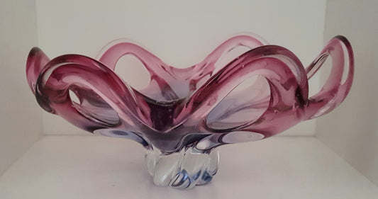 Pink & Lavender Coloured Murano Glass Bowl, 1950s