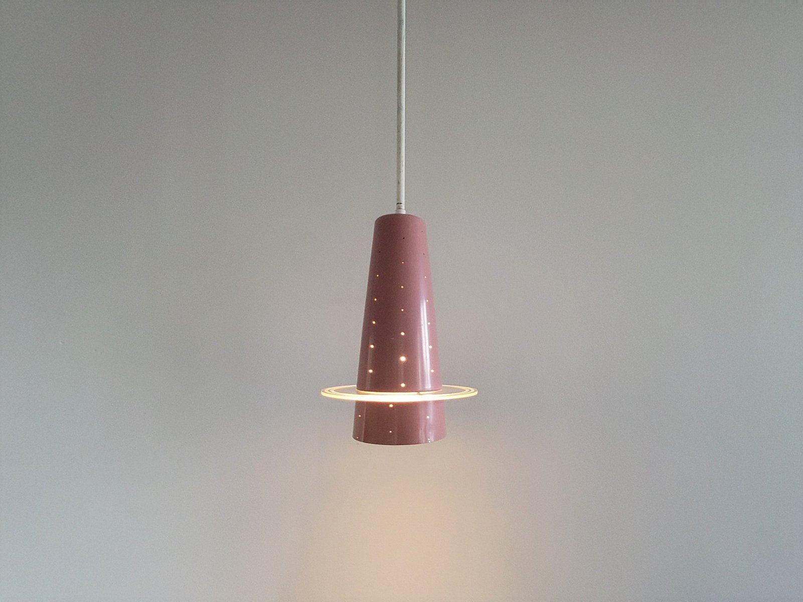 Pink Model 205 Conical Pendant Lamp from Evenblij, the Netherlands, 1960s