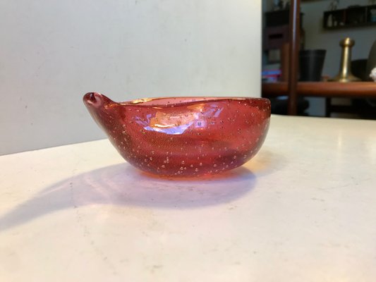 Pink Murano Ashtray with Gold Dust from Seguso, 1950s-LCR-702915