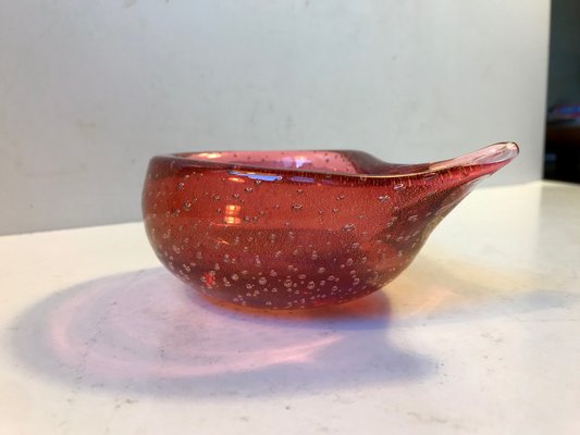 Pink Murano Ashtray with Gold Dust from Seguso, 1950s-LCR-702915