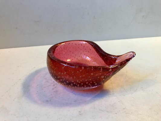 Pink Murano Ashtray with Gold Dust from Seguso, 1950s-LCR-702915