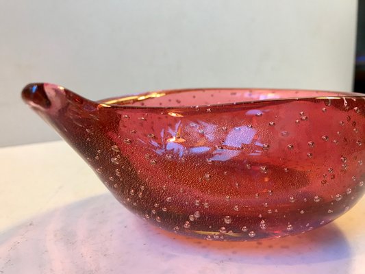 Pink Murano Ashtray with Gold Dust from Seguso, 1950s-LCR-702915