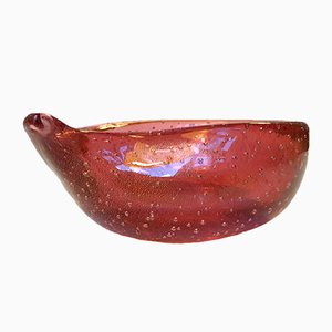 Pink Murano Ashtray with Gold Dust from Seguso, 1950s-LCR-702915