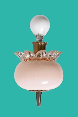 Pink Murano Glass and Brass Sconces in the style of Archimede Seguso, 1940s, Set of 2-JDR-1369951