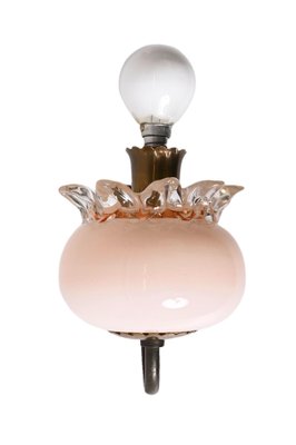 Pink Murano Glass and Brass Sconces in the style of Archimede Seguso, 1940s, Set of 2-JDR-1369951