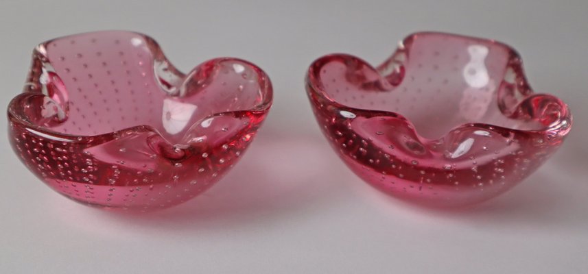 Pink Murano Glass Bowls or Ashtrays, Set of 2-ESB-1790842