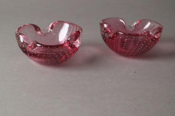 Pink Murano Glass Bowls or Ashtrays, Set of 2-ESB-1790842