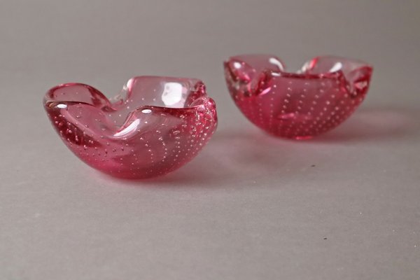 Pink Murano Glass Bowls or Ashtrays, Set of 2-ESB-1790842