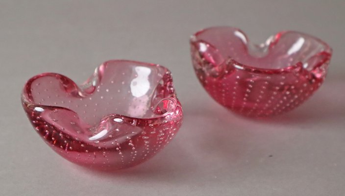 Pink Murano Glass Bowls or Ashtrays, Set of 2-ESB-1790842