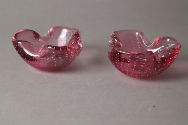 Pink Murano Glass Bowls or Ashtrays, Set of 2-ESB-1790842