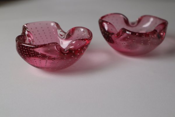 Pink Murano Glass Bowls or Ashtrays, Set of 2-ESB-1790842