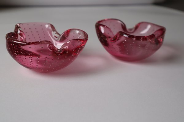 Pink Murano Glass Bowls or Ashtrays, Set of 2-ESB-1790842