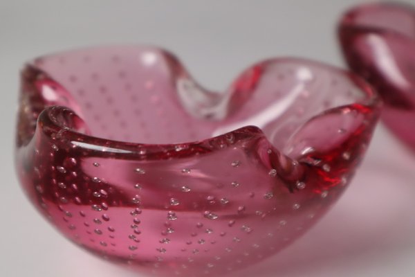 Pink Murano Glass Bowls or Ashtrays, Set of 2-ESB-1790842