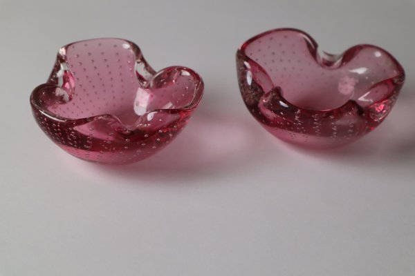 Pink Murano Glass Bowls or Ashtrays, Set of 2-ESB-1790842