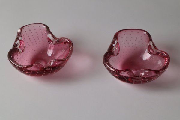 Pink Murano Glass Bowls or Ashtrays, Set of 2-ESB-1790842