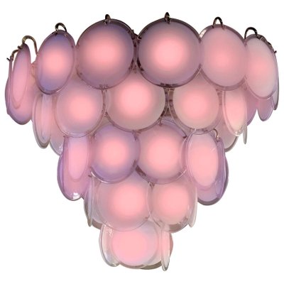 Pink Murano Glass Disc Chandeliers, Italy, 1970s, Set of 2-MBH-1032679