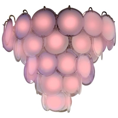 Pink Murano Glass Disc Chandeliers, Italy, 1970s, Set of 2-MBH-1032679