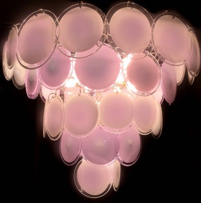 Pink Murano Glass Disc Chandeliers, Italy, 1970s, Set of 2-MBH-1032679