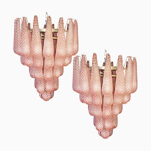 Pink Murano Glass Drop Chandeliers, 1980s, Set of 2-OVO-1704931