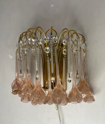 Pink Murano Waterfall Flower Sconces, 1970s, Set of 2-JJC-1754546