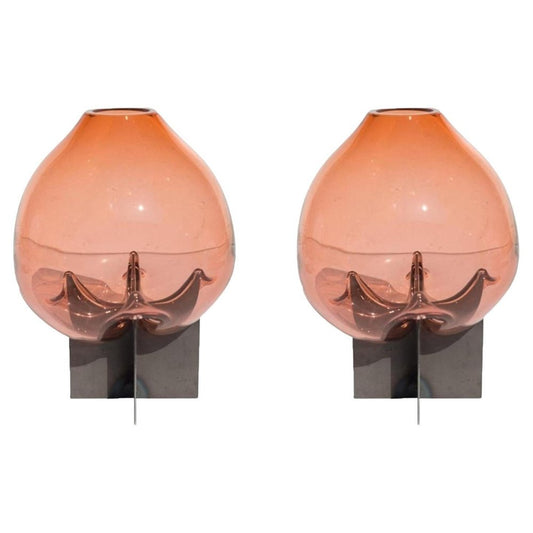 Pink Pierced Table Vase by Studio Thier & Van Daalen, Set of 2