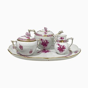 Pink Porcelain Apponyi Tea Set from Herend Hungary, 1960s, Set of 4-UCH-1804970