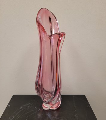 Pink René Delvenne Vase from Val Saint Lambert, 1960-NUC-1746179