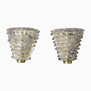 Pink Sconces in Rostrato Murano Glass in the style of Barovier, Set of 2-YF-1569387