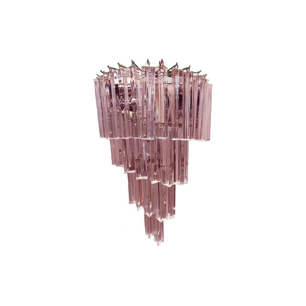 Pink Triedro Murano Glass Twister Wall Sconce