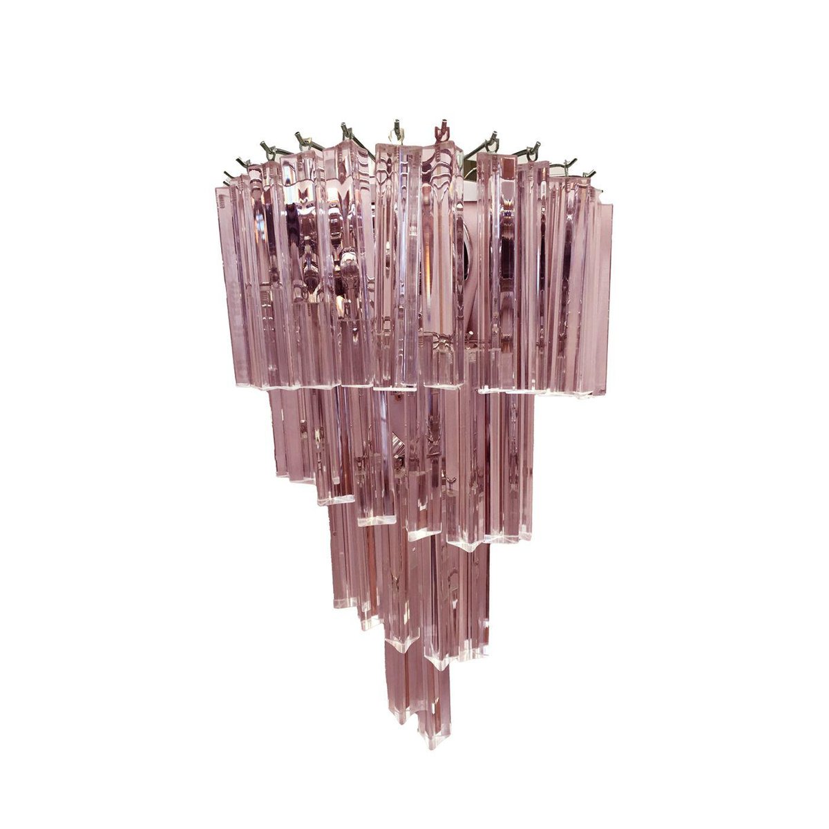 Pink Triedro Murano Glass Twister Wall Sconce