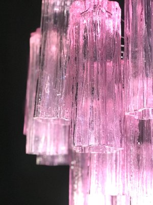 Pink Tronchi Pair of Murano Glass Chandelier by Toni Zuccheri for Venini, 1970s-MBH-1031745