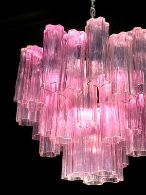 Pink Tronchi Pair of Murano Glass Chandelier by Toni Zuccheri for Venini, 1970s-MBH-1031745