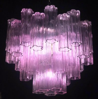 Pink Tronchi Pair of Murano Glass Chandelier by Toni Zuccheri for Venini, 1970s-MBH-1031745