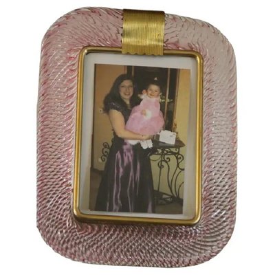 Pink Twisted Murano Glass and Brass Photo Frame from Barovier & Toso, 2000s-YF-1702133