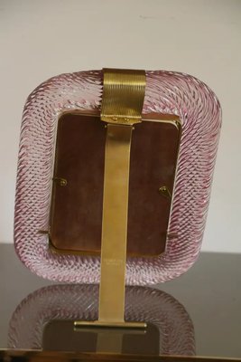 Pink Twisted Murano Glass and Brass Photo Frame from Barovier & Toso, 2000s-YF-1702133