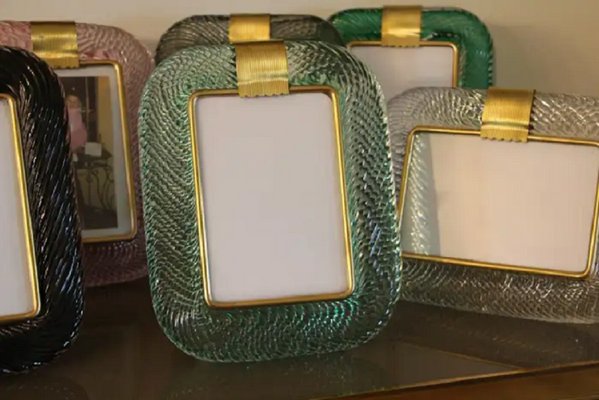 Pink Twisted Murano Glass and Brass Photo Frame from Barovier & Toso, 2000s-YF-1702133