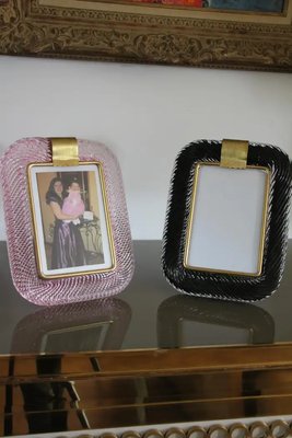 Pink Twisted Murano Glass and Brass Photo Frame from Barovier & Toso, 2000s-YF-1702133