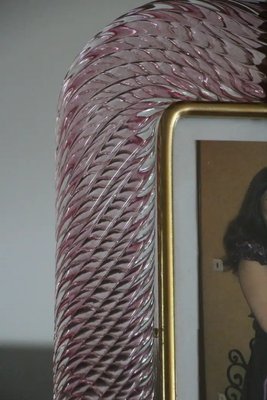 Pink Twisted Murano Glass and Brass Photo Frame from Barovier & Toso, 2000s-YF-1702133