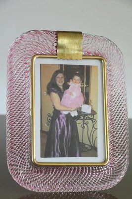 Pink Twisted Murano Glass and Brass Photo Frame from Barovier & Toso, 2000s-YF-1702133