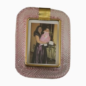 Pink Twisted Murano Glass and Brass Photo Frame from Barovier & Toso, 2000s-YF-1702133