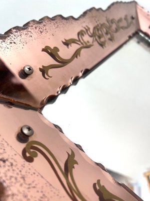 Pink Venetian Mirror, Italy, 1960s-WZZ-1365256