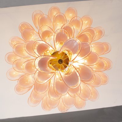 Pink & White Color Murano Glass Petal Chandelier, Italy, 1990s-MPO-1761788